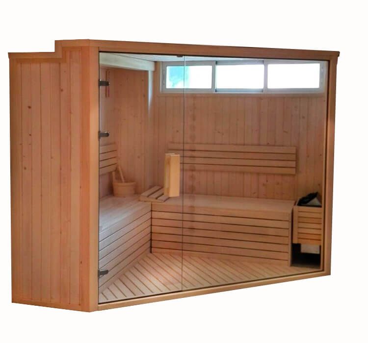 Modelo Roma de sauna exterior con frente acristalado