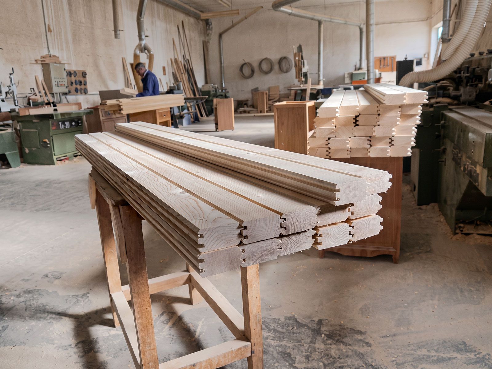 Madera preparada en la fábrica de Saunakris